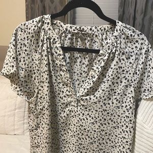 Black and white flowery blouse